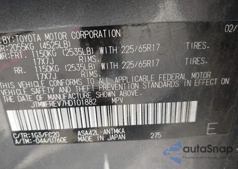 2017 Toyota Rav4 Xle from USA, damaged, VIN JTMWFREV7HD101882